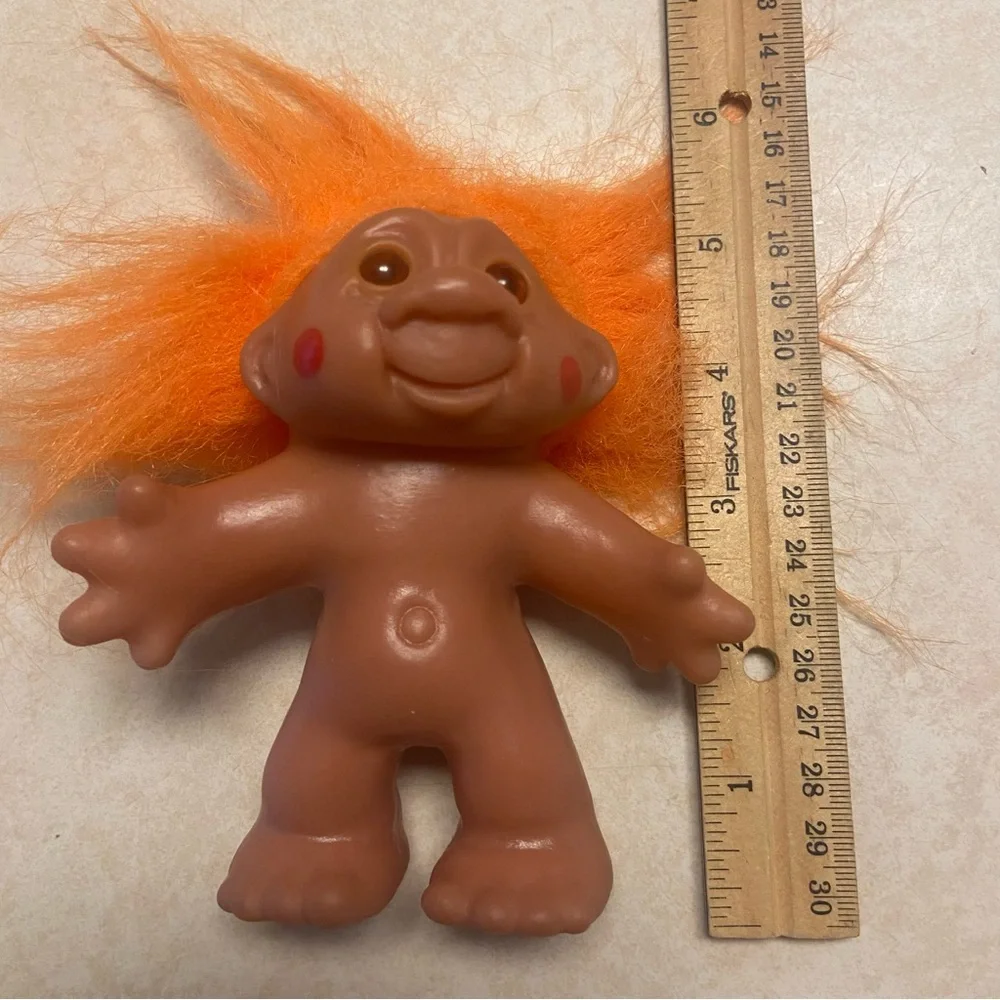 Vintage Troll Doll DAM 1986 Orange Hair 5” Nude No Clothes Ugly Doll Kitchsy